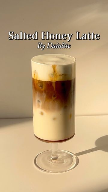 Mia on Instagram: "Salted Honey Latte🤎

Bahan - bahan / Ingredients:
1 tbsp honey
A pinch of salt
200 ml milk
Espresso
Cream
Ices

#homecafe #homecafeindonesia #aesthetic #recipe #easyrecipes #coffee #honey #reels" Honey Latte, Espresso And Cream, Pinch Of Salt, Espresso, Salt, Easy Meals, Honey, Ice Cream, Milk