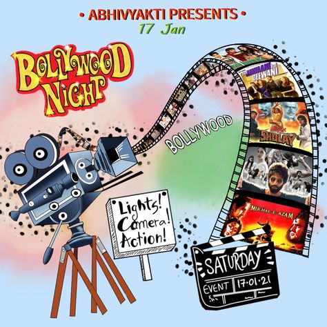 Poster for society run bollywood marathon night Bollywood Movie Night, Bollywood Night Poster, Farewell Ideas, Bollywood Night, Bollywood Poster, Bollywood Theme Party, Bollywood Retro, Bollywood Theme, Bollywood Party