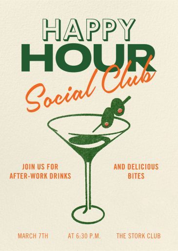 Customize 'Social Club' Cocktail Party Invitation online and send via email, text message, or a shareable link. Instantly track deliveries and opens, and message recipients. Country Club Invitation, Social Club Branding, Social Club Aesthetic, Tulum Party, Social Club Design, Cocktail Invitation, Club Invitation, Party Design Ideas, Online Party Invitations