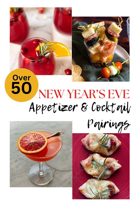 Choose from over 50 different appetizer and cocktail pairings for your New Year's Eve Party! From charcuterie cups with gin cocktails to citrus martinis and baked brie! We joined forces with our blogger friends to bring you everything from Tex-Mex to Cheese Lovers, to Seafood and more!! Cocktail Appetizer Pairings, Appetizer And Drink Pairings, Girls Night Appetizers, Appetizer Cocktail, Mango Margaritas, Cheesy Corn Dip, Charcuterie Cups, New Years Appetizers, Best Appetizer