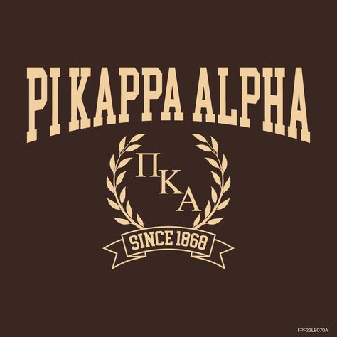 Design unique and trendy custom merch for your Greek organization from Fresh Prints! Submit a proof request to get a free mockup of your design today.  Pi Kappa Alpha designs | Pi Kappa Alpha apparel | custom apparel | greek apparel | Fraternity designs | PR designs |PR apparel | wreath | leaf | leaves | banner | text | font | #shirtjustgotcrazy #freshprints Fraternity Logo Design, Frat Style, Frat Outfits, Fraternity Merch, Alpha Apparel, Wreath Leaf, Fraternity Coolers, Custom Merch, Alpha Designs