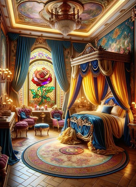 Beauty And The Beast Theme Bedroom, Beauty And The Beast Themed Room, Beauty And Beast Bedroom, Beauty And The Beast Room Ideas, Disney Princess Room Aesthetic, Beauty And The Beast Color Pallet, Disney Inspired Bedroom, Sleeping Beauty Room, Beauty And The Beast Room