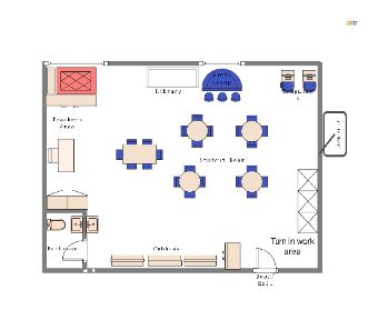 This template provides a clear and detailed overview of the classroom. It displays the arrangement of teacher's desk, student desks and chairs, book shelves and other learning resources. A well-designed diagram can serve as an essential tool for planning, organizing, and managing the classroom environment effectively. Use EdrawMax to create your own ideal classroom layout and choose attractive symbols and clip arts to customize your work with ease. Ideal Classroom, Teacher's Desk, Desk Student, Classroom Layout, Teacher Desk, Student Desks, 2nd Grade Classroom, Book Shelves, Classroom Environment