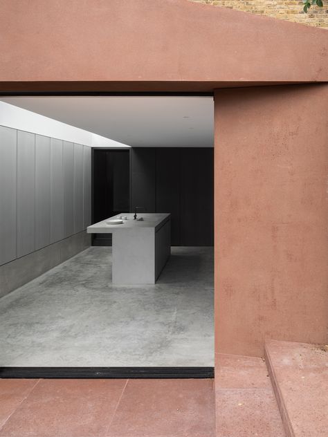 Pigmented Concrete, Victorian Terraced House, Hotel House, Concrete Panel, Concrete Facade, Minimal Architecture, Loft Bedroom, Floor Kitchen, Kitchen Interiors