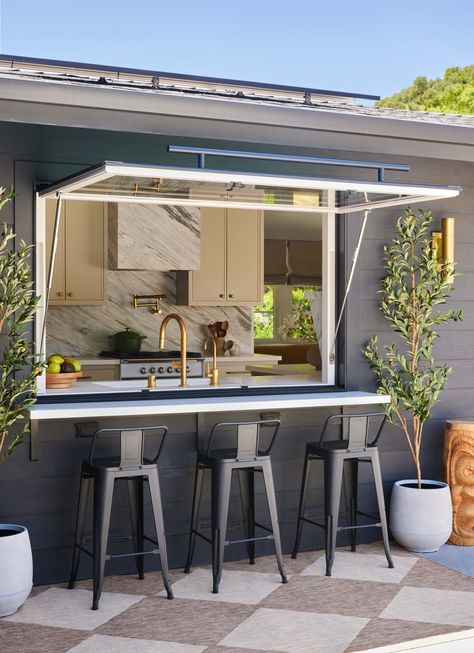 GALLERY — Soko Design Bar Kitchen Window, Midcentury Modern Window, Restoration Hardware Kids, All Black House, Chestnut Kitchen, Kids Bathroom Wallpaper, Mid Century Modern Patio, Backyard Goals, Indoor Outdoor Kitchen