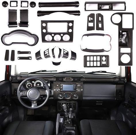 Applicable Models】This Luxury 28-piece interior set is Perfectly fit for Toyot@ FJ Cruiser 2007 2008 2009 2010 2011 2012 2013 2014 2015 2016 2017 2018 2019 2020 2021. 💌【Material】Premium grade automotive ABS, light-weight and durability, impact resistance and anti-corrosion, high and low temperature resistance.quite strong and stable,come with a long time use life,save your money directly. 💌【Durable & Protection】No Modification Required. Dust-proof, Durable, And Corrosion Resistance; No Damage, Toyota Fj Cruiser Interior, Custom Fj Cruiser, Fj Cruiser Interior, Fj Cruiser Mods, 2014 Fj Cruiser, Mini Trucks 4x4, 2007 Toyota Fj Cruiser, Cool Truck Accessories, Toyota Fj Cruiser