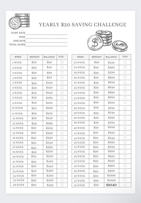 20 Dollar Every week,Money Challenge,52 Week Money Saving Challenge, 52 Week Savings Challenge, Savings Tracker, Savings Log, Savings Binder freeplannertemplates #minihappyplanner #money📒. Money Box Ideas Saving, Money Saver Binder, School Savings Challenge, Savings Binder Ideas, 5 Dollar Challenge Savings Plan, Money Saver Ideas, Money Saving Template, 52 Weeks Saving Challenge, Weekly Savings Challenge