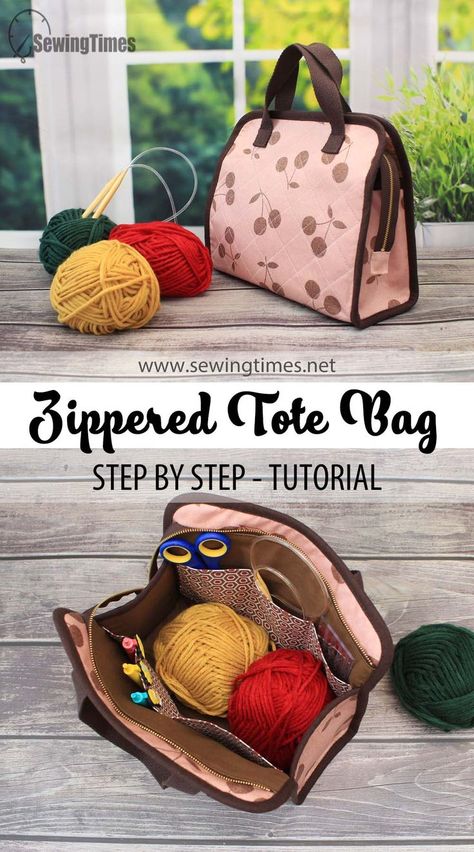 Craft Bag Sewing Pattern, Yarn Project Bag Sewing Pattern, Sewing Project Bags, Project Bags To Sew Free Pattern, Diy Knitting Project Bag, Yarn Bag Pattern, Diy Toiletry Bag, Diy Purses And Bags, Diy Tote Bag Pattern