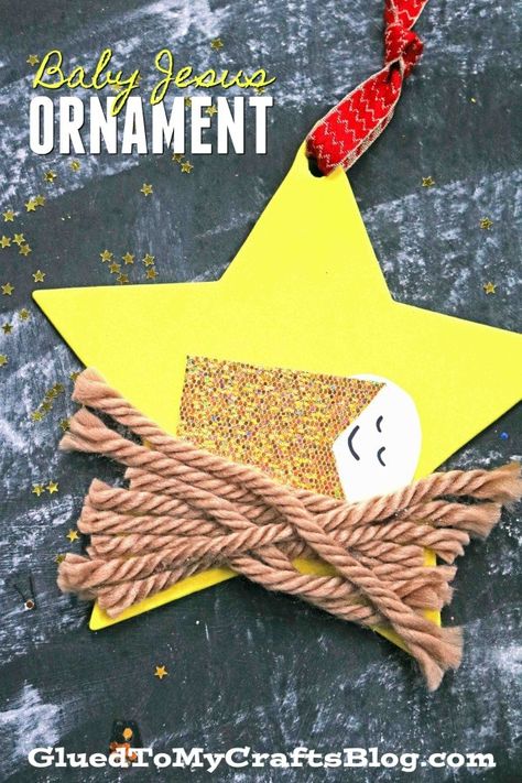 Baby Jesus Christmas Star Ornament – Kid Craft Tutorial Jesus Christmas Crafts, Christmas Star Crafts, Christmas Sunday School, Jesus Crafts, Preschool Christmas Crafts, Sunday School Crafts For Kids, Jesus Christmas, Christmas Crafts For Kids To Make, Bible Crafts For Kids