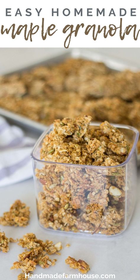 Homemade Maple Granola, Maple Granola Recipe Healthy, Quick Oats Granola, Maple Almond Granola, Oat Granola Recipe, Maple Granola Recipe, Coconut Granola Recipe, Vanilla Granola, Maple Granola