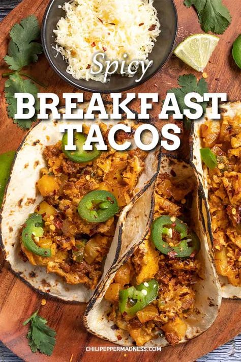 Spicy Breakfast, Popular Breakfast Recipes, Breakfast Tacos Recipe, Chorizo And Eggs, Mexican Chorizo, Recipe Mexican, Mexican Breakfast Recipes, Mexican Breakfast, Diced Potatoes