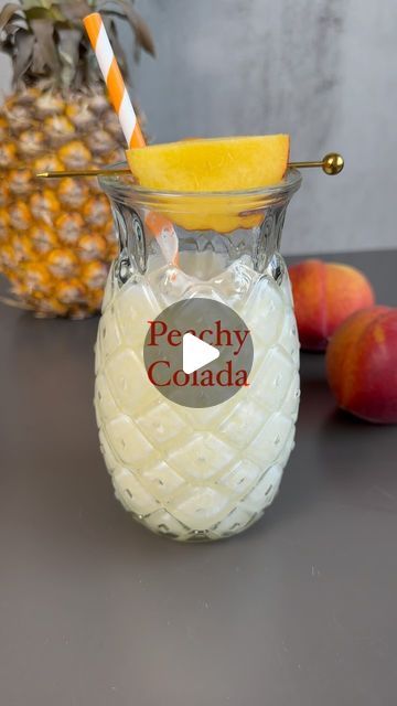 Danica Frye l cocktails + mocktails on Instagram: "Peach Week 🤝 National Piña Colada Day. Need I say more?! 

It’s hottttt here in Vegas. Like, we’re talking 3 straight days of 118° so I wouldn’t mind getting caught in the rain with this Peachy Colada! 🤭

Recipe:
2 oz white rum
1.5 oz cream of coconut
1.5 oz peach nectar
1 oz pineapple juice
1/2 oz lime juice

Peach Nectar:
Blend 1 cup peach, peeled and sliced, and 1 cup water until smooth. Double strain, and you’re all set. 

Cheers!

#rum #pinacolada #tikidrinks #pineapple #peaches #cocktails" Mocktails Peach, Cream Of Coconut, Peach Nectar, Caught In The Rain, Poppin Bottles, Coconut Drinks, Tiki Drinks, White Rum, Sweet Words