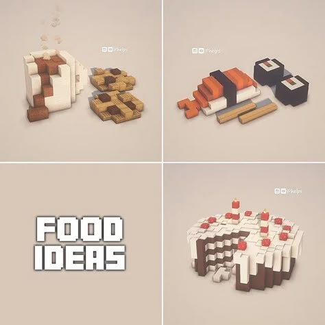 Minecraft Food Builds, Minecraft Food, Minecraft Structures, Bangunan Minecraft, Minecraft House Tutorials, Cool Minecraft Creations, Minecraft Room, Cute Minecraft Houses, Minecraft Furniture