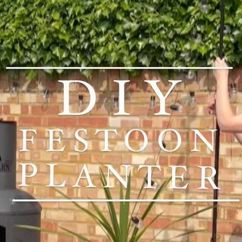 Laura on Instagram: "DIY Festoon Planter 💡🪴 I loved making these over the weekend! It’s a relatively simple DIY just using a pot, concrete, a washing line prop(!) and some lights! I love the flexibility of using the washing line poles as they adjust up to 2.4m high and have the perfectly sized hook attached! I’ve made 2 and attached the festoons to the pergola, but you could just go from ‘pot to pot’ if you don’t have a surface to secure into! I thought this could be adapted so easily to suit most spaces (balconies, over dining tables etc) . Would you try this little project? 😎 PS this is a summer chooooon! . #gardenhacks #outdoorlivingspace #diygarden #festoonlights #homehacks #patiostyle #mygardenthismonth #gardenstyle #homeandgarden" Diy Festoon Light Poles, Festoon Lighting Garden, Garden Poles, Patio Style, Light Pole, Washing Line, Instagram Diy, Festoon Lighting, Hanging Garden