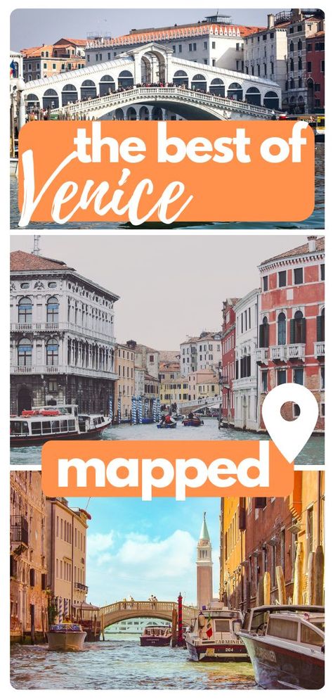 You need this Venice Attractions map! You'll find the best places to see in Venice, restaurants, amazing gelato spots and gorgous rooftop bars! #venice #veniceitaly #italytravel Venice Tourist Attractions, Venice Italy Map, Map Of Venice, Venice Attractions, Venice Restaurants, Venice Map, Italy Trip Planning, Walking Map, Venice City