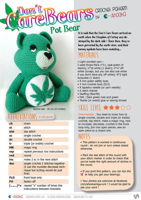 Dont Care Bear, Bear Amigurumi, Amigurumi Plush, Mode Crochet, Crochet Animals Free Patterns, Dont Care, Crochet Design Pattern, Beginner Crochet Projects, Fun Crochet Projects