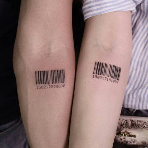 Simple Couples Tattoos, Couple Tattoo Quotes, Barcode Tattoo, Couple Tattoos Love, Couple Tattoos Unique Meaningful, Romantic Tattoo, Small Couple Tattoos, Tattoos Infinity, Couples Tattoo