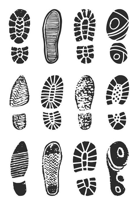 Boot Print Drawing, Shoe Print Tattoo, How To Draw Footprints, Shoe Print Drawing, Footsteps Drawing, Printmaking Stamps, Footprint Silhouette, Footprint Drawing, Shoe Prints