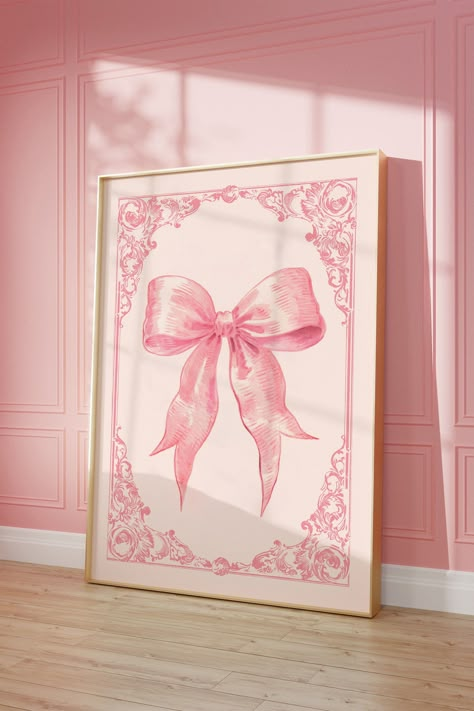 Preppy Pink Coquette Bow Printable, Vintage Girly Wall Art, Hand Drawn Bow Illustration, Aesthetic Dorm Decor, Balletcore Nursery, Download - Etsy Bow Printable, Bow Poster, Bow Illustration, Girly Nursery, Bow Art, Preppy Pink, Girly Wall Art, Bow Print, Pink Coquette