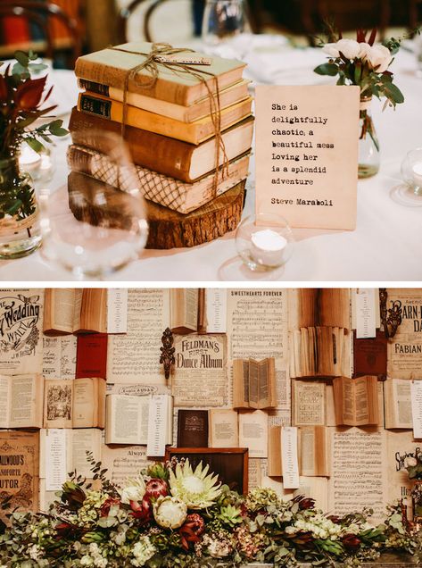 Book Centerpieces, Literary Wedding, Book Themed Wedding, Library Wedding, Stationery Inspiration, Wedding Centerpieces Diy, Book Party, Vintage Inspired Wedding, Estate Wedding