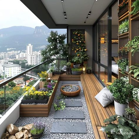 Balcony Design Modern, Big Balcony Ideas, Design Balcony, Monochromatic Room, Big Balcony, Small Garden Landscape, Balcony Design Ideas, House With Balcony, House Outer Design