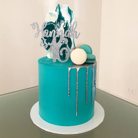 Cake Chocolate Drip, Blue Drip Cake, Ideas For Birthday Cake, Turquoise Birthday, Dance Cake, Turquoise Cake, Queens Birthday Cake, Teal Cake, Nutella Filling