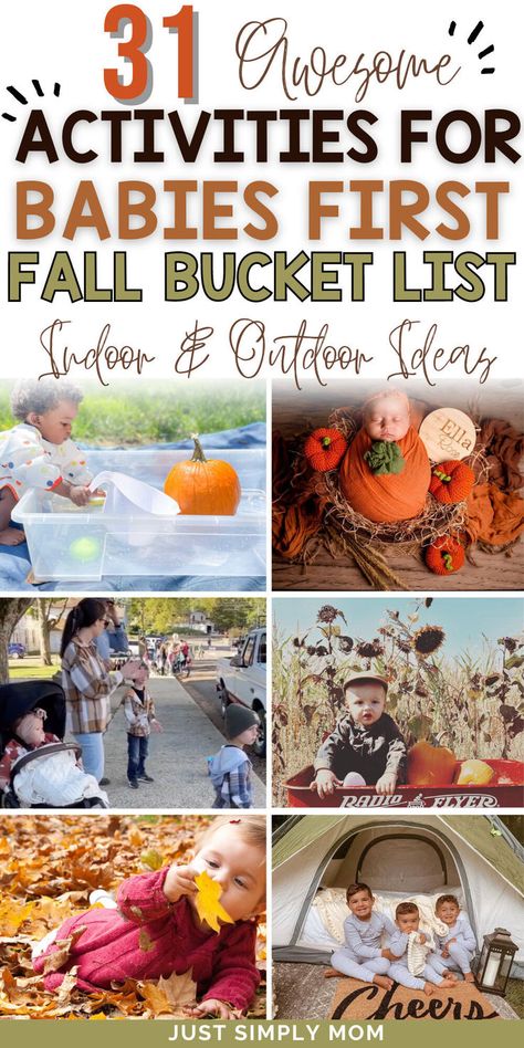 Spending your fall with a mix of indoor and outdoor activities will be the balance you need to keep the baby happy and occupied while growing that precious mind. 8 Month Old Fall Activities, Fall Activities With Newborn, Thanksgiving Baby Activities, Fall Activities With Baby, Infant Harvest Activities, Baby Fall Activities, Fall Baby Activities, Fall Activities For Infants, Fall Activities For Babies