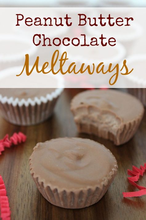 Peanut Butter Chocolate Meltaways {Almost a Copycat Reese Cup Recipe} Peanut Butter Meltaways Recipe, Peanut Butter Meltaways, Chocolate Meltaways, Reese Cup, Candy Recipes Homemade, Copykat Recipes, Peanut Butter Chocolate, Butter Chocolate, Homemade Candies