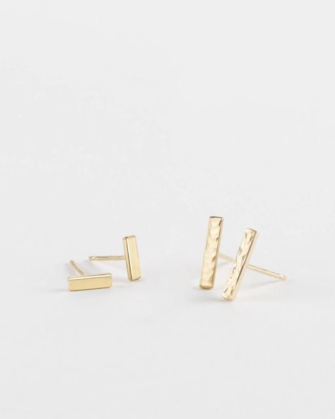 Flat Bar Studs - Ready To Ship — GLDN Classic Bar, Gold Bar Earrings, Initial Earrings, Bar Stud Earrings, Bar Studs, Christmas 2020, Bar Earrings, Online Earrings, Handmade Sterling Silver