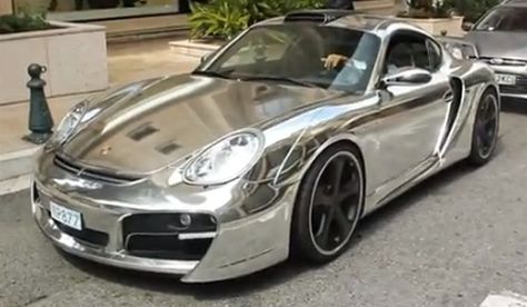 porsche cayman in chrome wrap by elite wrap Silver Porsche, E90 Bmw, Chrome Cars, Silver Car, Tech Art, Porsche Cars, Koenigsegg, Love Car