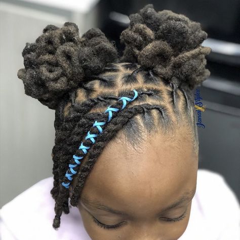 Kids Dreadlocks Styles Girls, Kid Dread Styles, Kids Locs Styles Girls Short, Dread Hairstyles For Kids, Little Black Girls Loc Styles, Kids Dreadlocks Styles, Locs Hairstyles For Kids, Loc Hairstyles For Kids, Kids Locs Styles Daughters