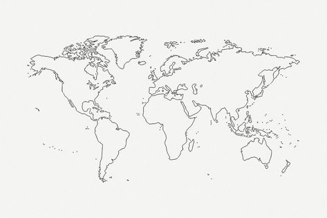 World map line art, geography illustration psd. Free public domain CC0 image. | free image by rawpixel.com World Map Line Art, Geography Illustration, World Outline, Map Line Art, Map Mural, Map Murals, About World, Map Vector, Us Map