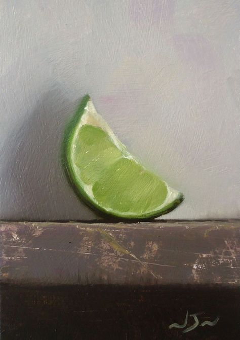 Lime Wedge Drawing, Lime Still Life, Picture For Kitchen, Pastel Sec, Life Paintings, Fruit Painting, Lime Wedge, Daily Painting, Painting Still Life