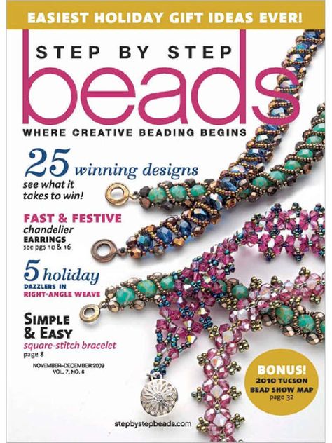 Beaded Jewelry Tutorials Step By Step, Bead Weaving Patterns Free, Magazine Beads, Beaded Objects, Beading Necklace, Simple Holiday Gifts, Making Jewelry For Beginners, Beads Craft Jewelry, Jewelry Magazine