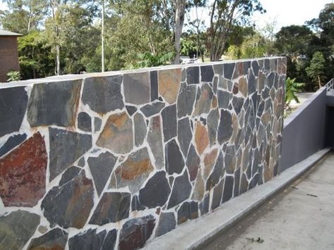 Flame Slate - Slate and Stone Stone Wall Outdoor, Stone Bathroom Floor, Slate Stone Wall, Marble Porcelain Tile, Modern Tv Room, Stone Bathroom, Slate Stone, Modern Tv, Tv Room