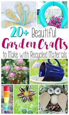 Recycled Garden Crafts, Homemade Garden Decorations, Recycled Garden Art, Gardening Projects, Recycled Garden, Diy Upcycling, Garden Art Sculptures Diy, Garden Art Projects, Recycled Projects