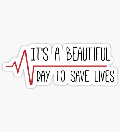 It's a Beautiful Day to Save Lives Grey's Quote Sticker Nurses Week Quotes, Beautiful Day To Save Lives, Medical Stickers, Grey Quotes, Nurse Stickers, Anatomy Quote, Stickers Redbubble, Tumblr Stickers, S Quote