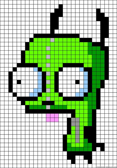 Perler Bead Patterns Invader Zim, Gir Invader Zim Pixel Art, Motley Crue Perler Beads, Kawaii Perler Beads Pattern, Gir Invader Zim Perler Beads, Tlou Perler Beads, Invader Zim Alpha Pattern, Invader Zim Kandi Pattern, Invader Zim Perler Bead Patterns