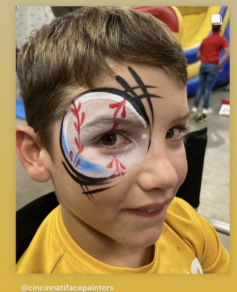 Face Painting Sports, Baseball Face Painting Ideas, Sports Face Paint Ideas, Softball Face Paint Ideas, Sports Face Paint, Baseball Face Paint, Kids Face Painting Easy, Face Paint Party, Festival Face Paint