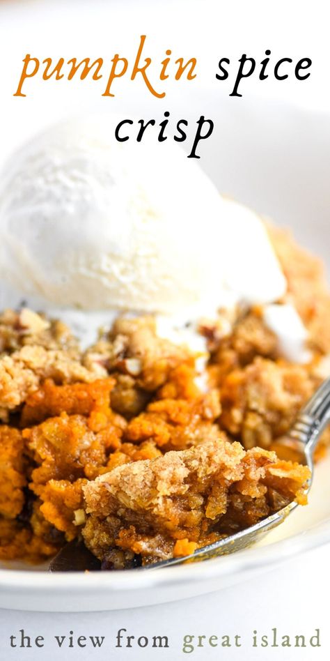 Pumpkin Spice Crisp is the new gold standard for pumpkin desserts, sorry not sorry pumpkin pie, we're going a different way this Thanksgiving, and we're super excited about it. This fluffy pumpkin crisp is outta this world delicious. Light Pumpkin Pie, Pumpkin Crisp Recipe, Pecan Crumble, Pumpkin Crisp, Pumpkin Filling, Winter Baking, Pumpkin Pecan Pie, Recipe Pumpkin, Pumpkin Pie Recipe