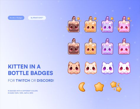 ✨ For adoption! ✨

Adopt these cute kittens for your Twitch, Discord and other platforms, you can use them as sub or bit badges.

× 15 badges in 4 different colors with transparent background
× Sizes 112px, 72px, 36px & 18px (upload-ready!)
× Instantly downloadable digital files

All artwork is original and designed by RINASTUDIO!

Personal Use Only: Please do not edit, share, re-sell, or claim as your own.


× Questions? Feel free to message anytime.

RINASTUDIO 💙 Twitch Sub Badge Ideas, Stream Assets, Twitch Sub Badges, Twitch Overlay, Cute Kittens, Kittens Cutest, Submarine, Digital Files, Transparent Background