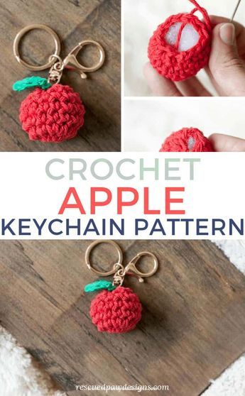 Amigurumi Beginner, Random Crochet, Apple Keychain, Keychain Patterns, Crochet Apple, Crochet Keychains, Apple Christmas, Keychain Pattern, Crochet Leaf Patterns