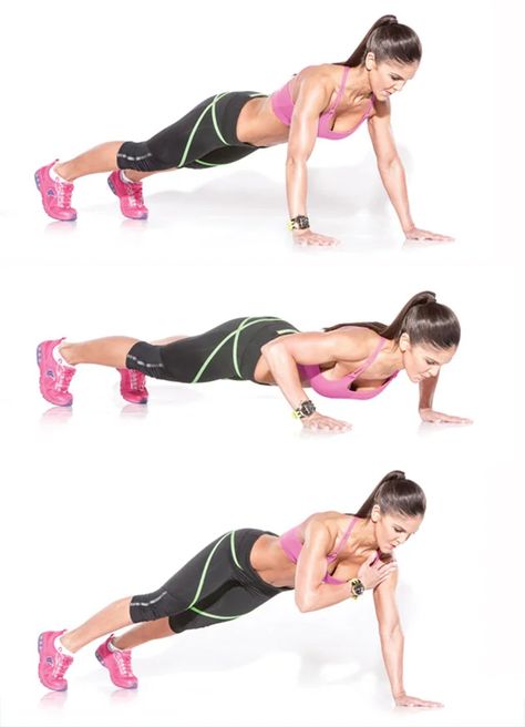 Shoulder-Tap-Push-Up 5 Minute Arm Workout, Chest And Arm Workout, Arm Workout Challenge, Kettlebell Workouts For Women, Arm Workout Men, Arm Workout Gym, Shoulder Taps, Arm Workout For Beginners, Shoulder Tap