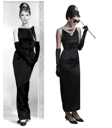 Harryween Costume, Classy Costumes, Iconic Black Dress, Costume Makeup Ideas, Black Dress Costume, Breakfast At Tiffany's Costume, Toy Makeover, Audrey Hepburn Costume, Black Dress Halloween Costume