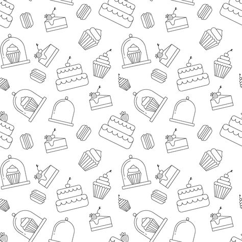 Bakery Elements, Cupcake Pattern, Modern Office Interiors, Pattern Illustration, Vector Photo, White Patterns, Background Patterns, Seamless Pattern, Premium Vector