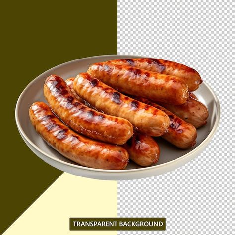 Bratwurst or sausage served on a plate w... | Premium Psd #Freepik #psd #grilled-sausage #sausage #linguica #smoked-meat Sausage Platter, Bratwurst Sausage, Grilled Sausage, Smoked Meat, Beef Sausage, Smoked Sausage, White Plates, Food Poster, Graphic Resources