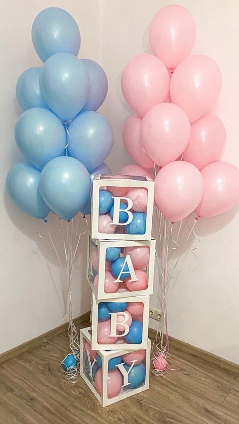 Gender Travels Ideas, Gender Decorations Reveal, Gender Reveal Decorations Balloons, Balloon Decorations For Gender Reveal, Balloon Decorations Gender Reveal, Gender Reveal Ideas For Party Indoors, Gender Reveal Treat Table Ideas, Easy Gender Reveal Decorations, Gender Reveal Outside Decorations