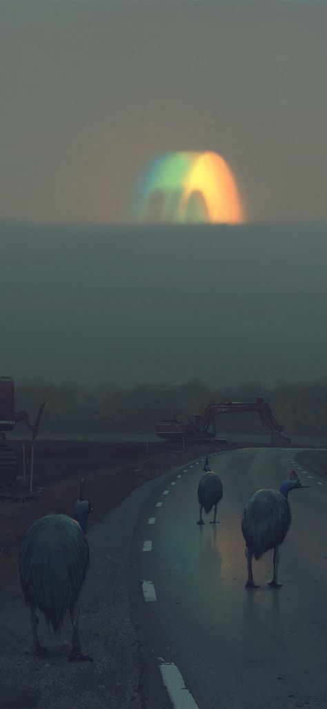 Simon Stålenhag - The Electric State (1080 × 2340) Simon Stalenhag Wallpaper, Tales From The Loop Art, Simon Stalenhag Art, The Electric State, Simon Stalenhag, Environment Design, Another World, Surreal Art, Art Wallpaper