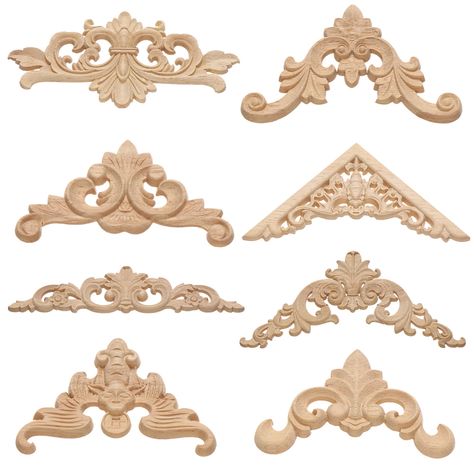 Applique Furniture, Unique Wood Furniture, Crafts Corner, Decorative Corner, Wood Appliques, Carving Patterns, Wooden Figurines, Craft Corner, Pattern Flower