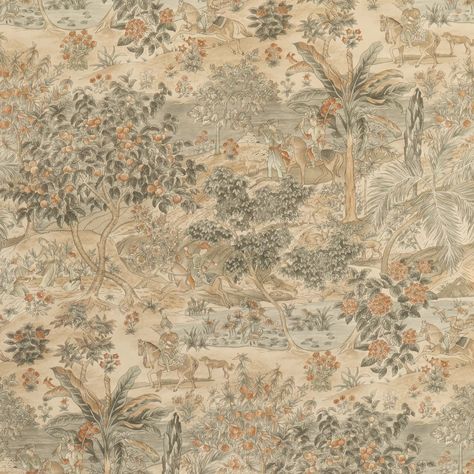 Ramayana - Woodsmoke | Kravet David Hicks, Indian Artwork, Toile Wallpaper, Gp&j Baker, Style Wallpaper, 4 Wallpaper, Small Lake, Botanical Wallpaper, Wallpaper Direct